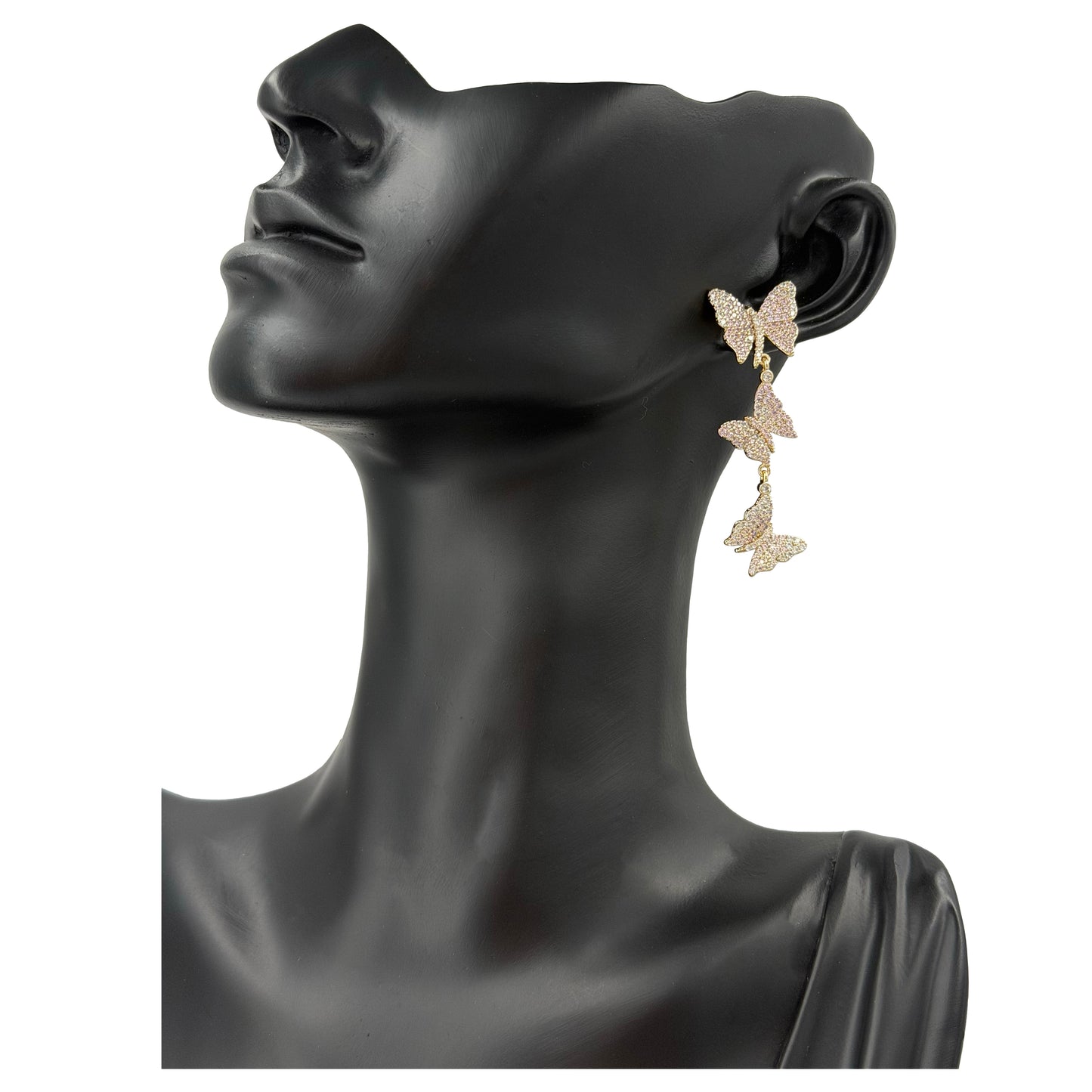 Zarcillo para dama de mariposas oro laminado