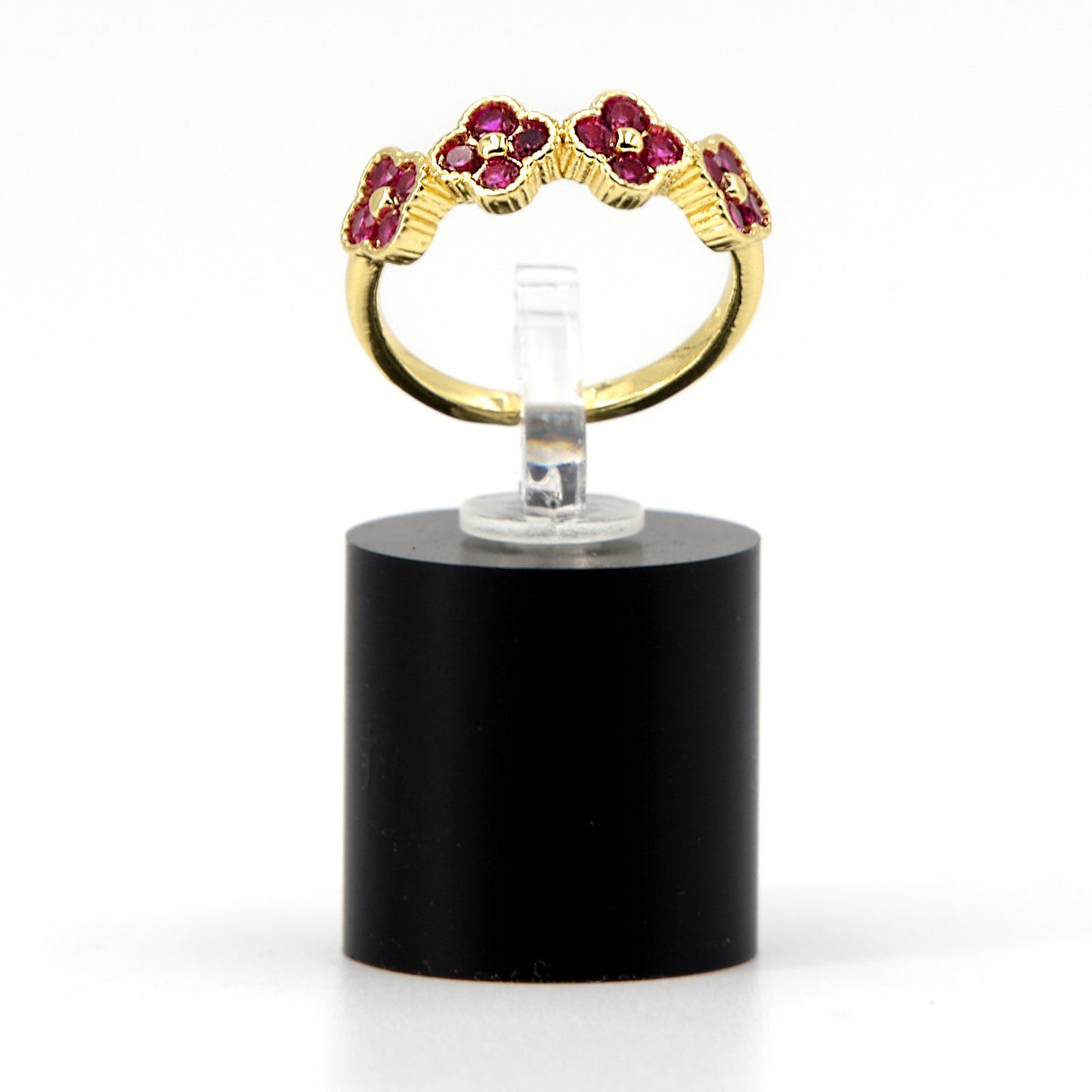 Anillo de flores para dama oro laminado