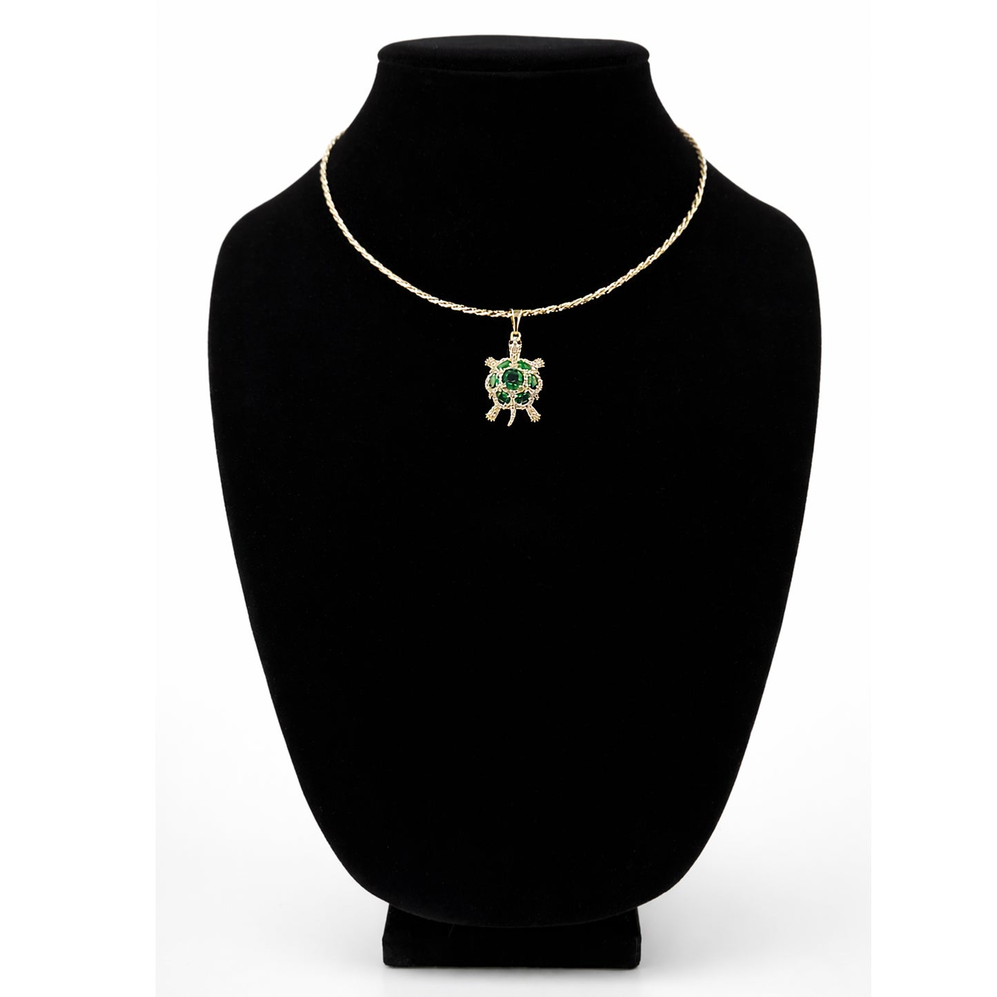 Gargantilla con dije de tortuga con circonia oro laminado