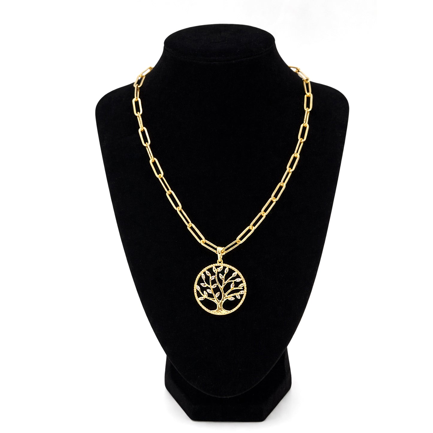 Cadena con dije árbol de la vida oro laminado