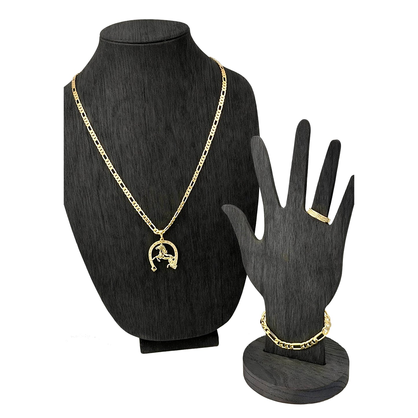Set Cadena, Brazalete y Anillo Oro Laminado 14k