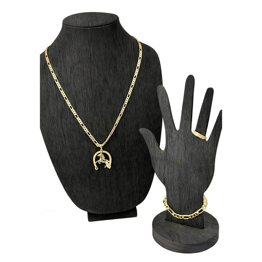 Set Cadena, Brazalete y Anillo Oro Laminado 14k