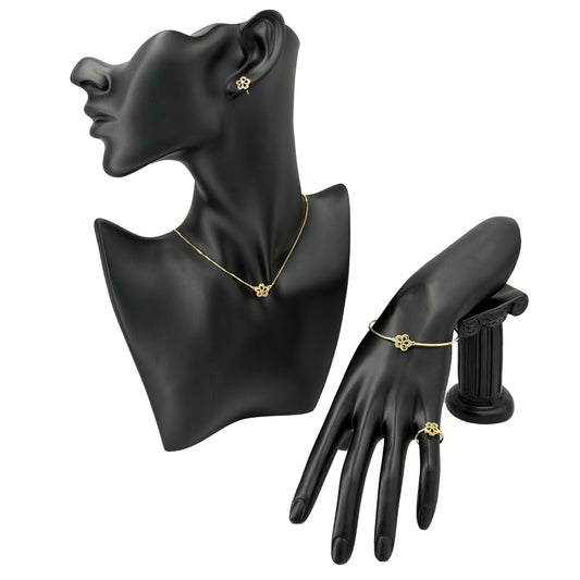 Set de Cadena con dije, anillo, zarcillos  y brazalete  oro laminado alta calidad