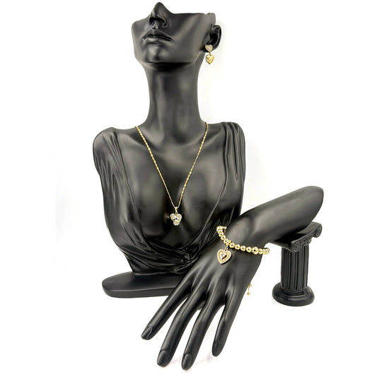 Cadena con dije, brazalete y zarcillos oro laminado alta calidad