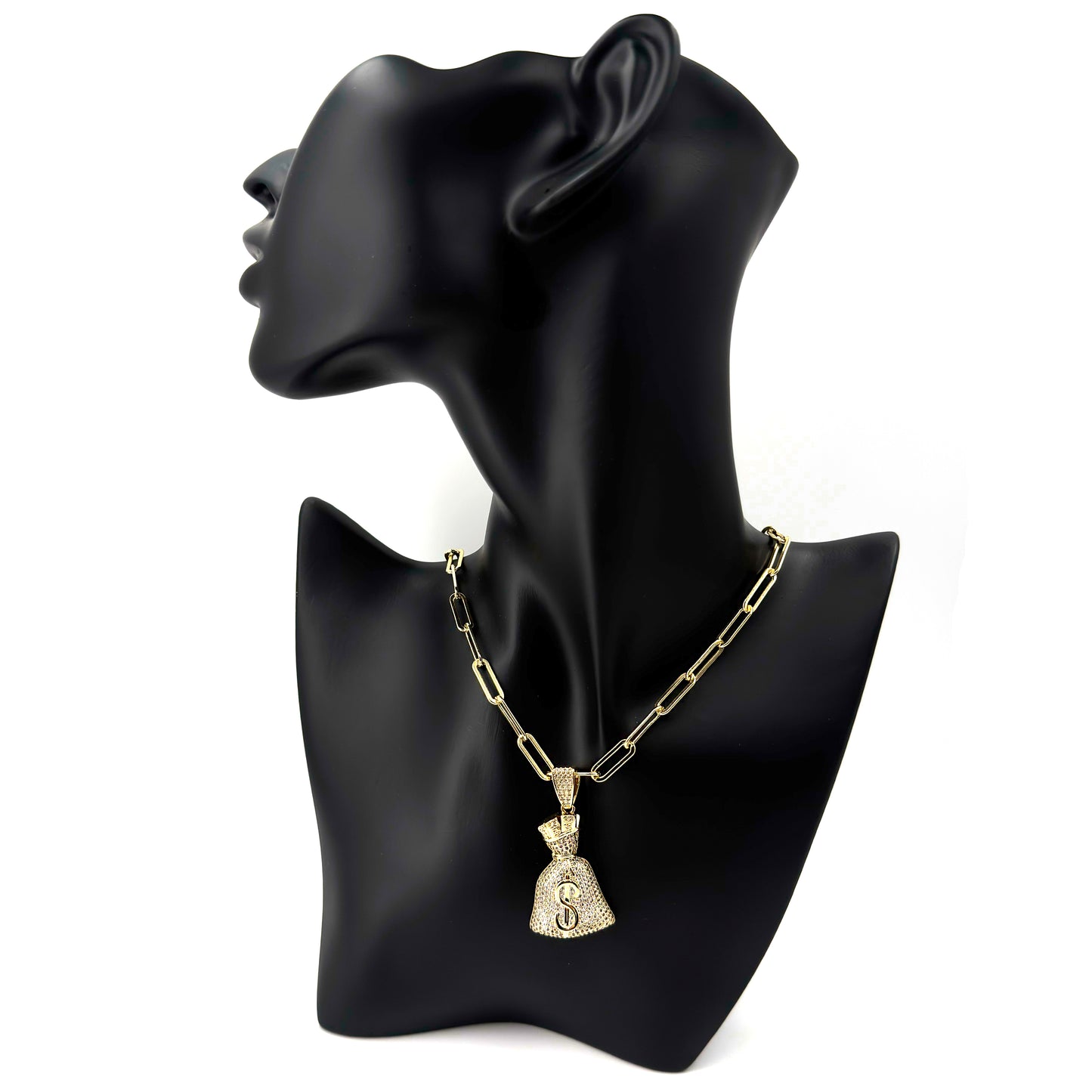 Cadena con bolsa de dinero oro laminado