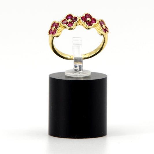 Anillo de flores para dama oro laminado