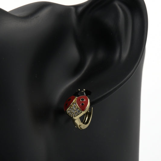 Zarcillo de mariquita para dama oro laminado