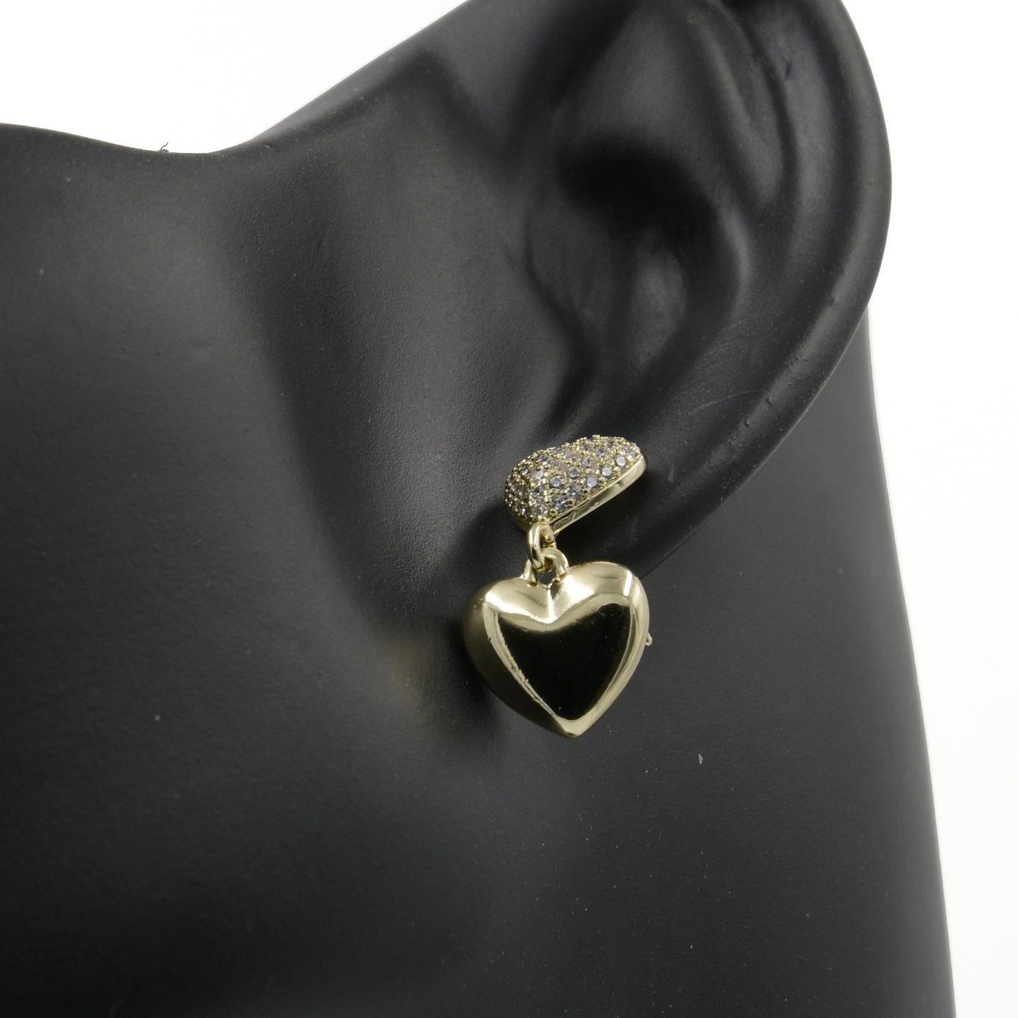 Zarcillos de corazón para dama oro laminado